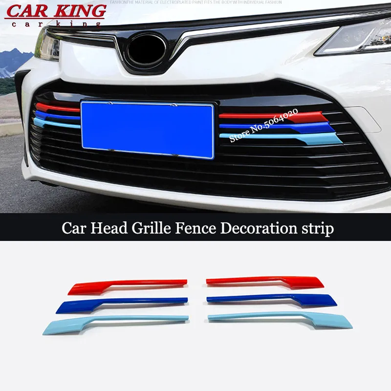 ABS Car Head Grille Fence Decoration strip Cover Trim Sticker Car styling For Toyota Corolla Sedan 2019 2020 Accessories 6pcs