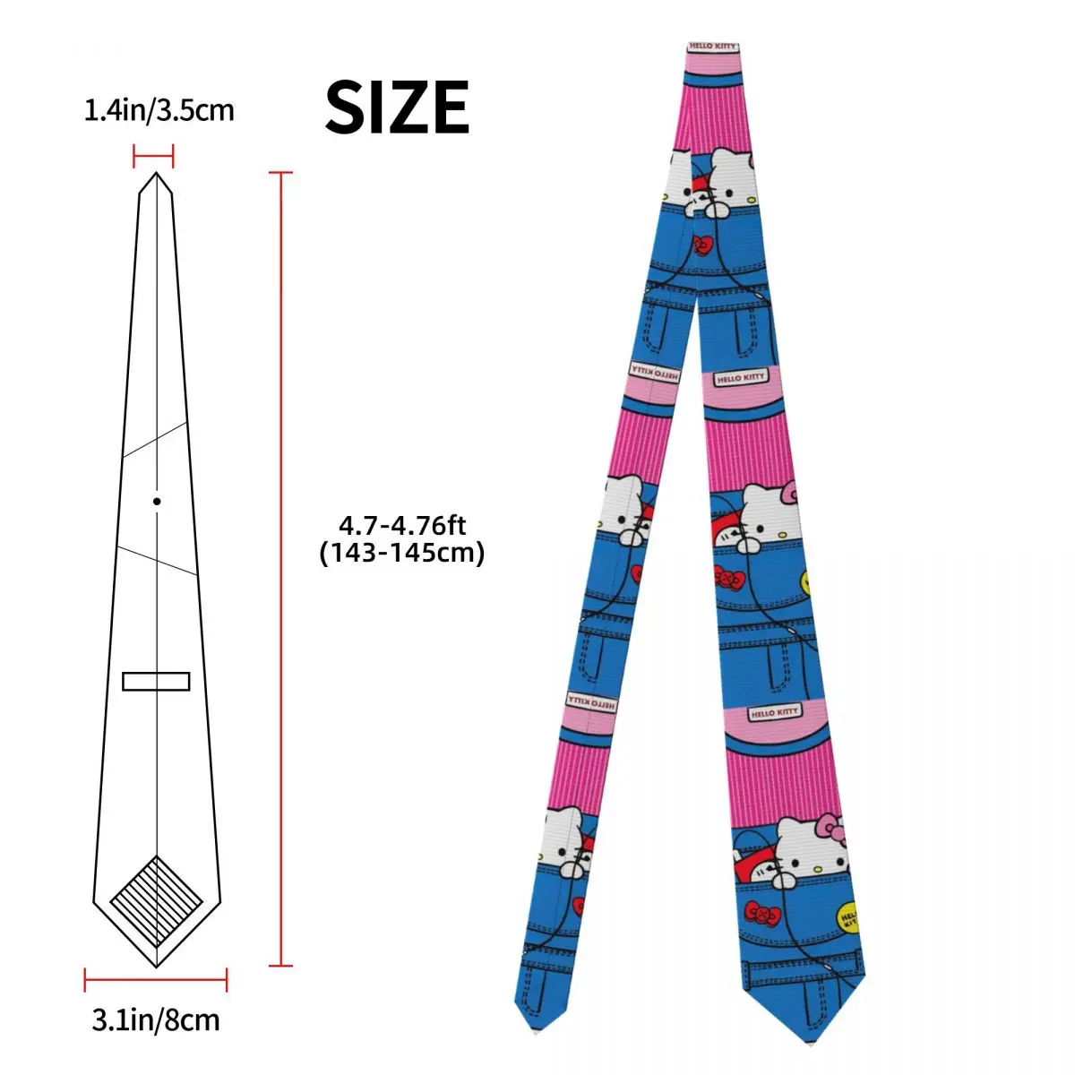 ربطات عنق هالو كيتي إن جيب للجنسين من البوليستر الحريري بعرض 8 سم لإكسسوارات الرجال وحفلات Gravatas