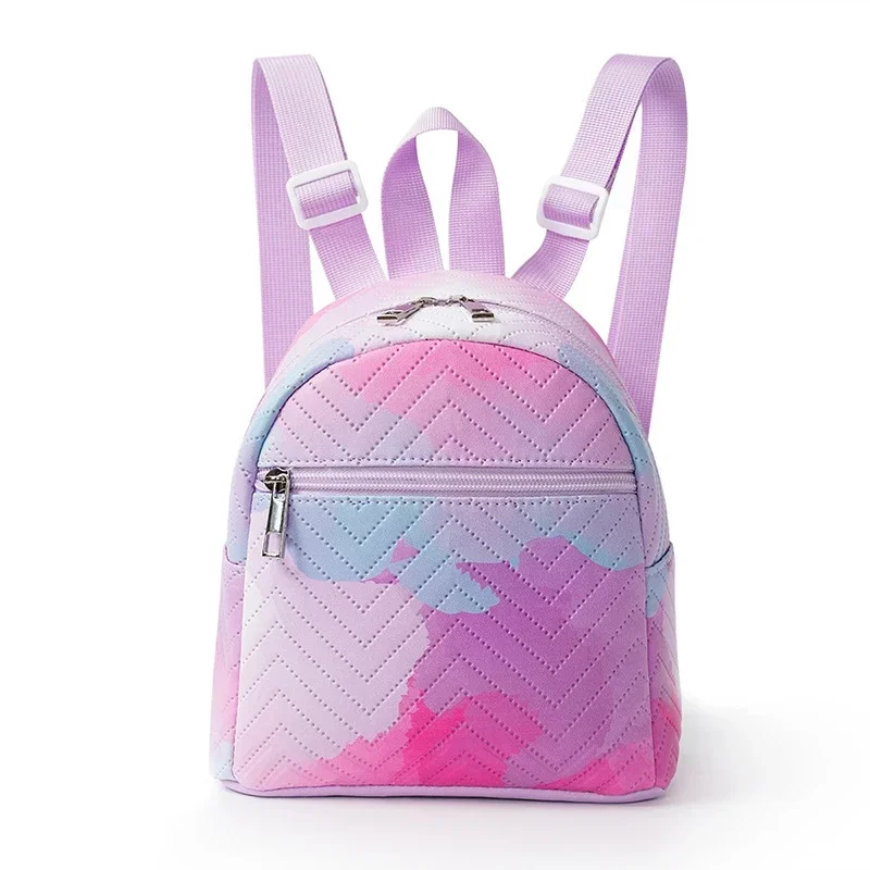 Kids Mini Ombre Backpack for Women Children's Cute Campus PU Bag Trend Embossed Colorful Backpack for Girls