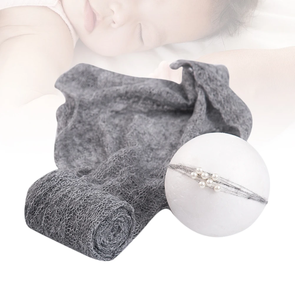 

Mohair Baby Wrap Swaddle Grey Infant Photo Prop Baby Wrapped Cloth Headdress Newborn Photography Creative Photo