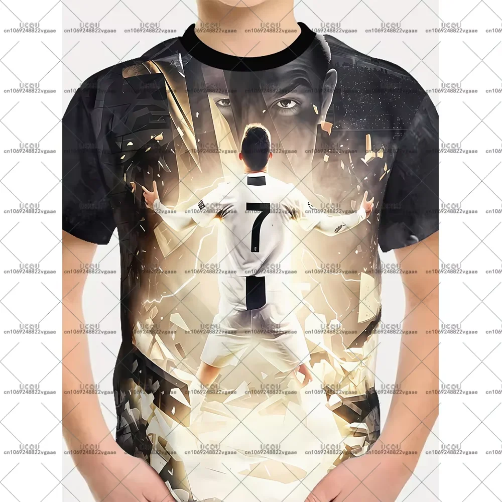 كرة القدم جيرسي المحملة الرجال طفل هدية الذكور أعلى كرة القدم رونالدو لهب عارضة بنين رقم 7 حزب البرتغال ستار رياضية تي شيرت أعلى الساخن #1