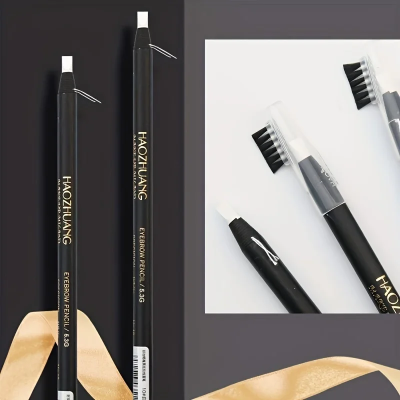 Eyebrow Pencil with Tattoo Positioning Frame Eyebrow Brush Head Waterproof White Line makeup tools for Artists and Everyday Use