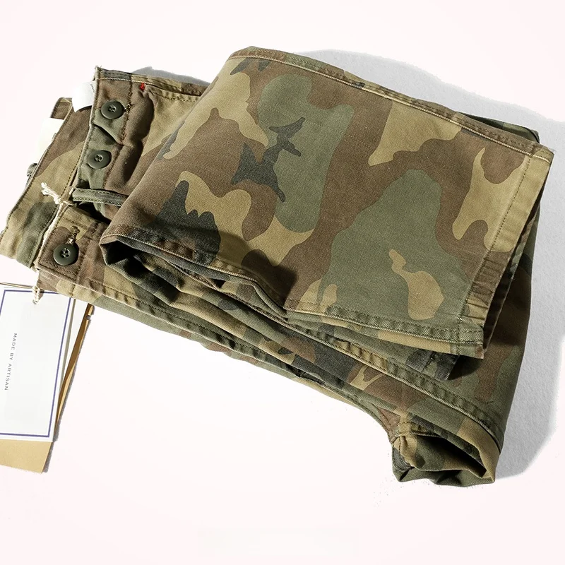 

Мужские свободные брюки прямого кроя в рабочем стиле, модные ретро-брюки для работы, осенне-зимние, камуфляжные, эластичные, повседневные, укороченные (до щиколотки)