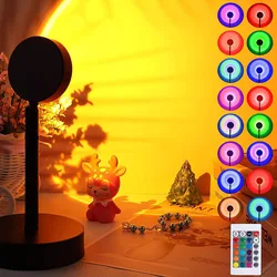 ZK20 Sunset Lamp Led Projector Remote Control Rainbow Atmosphere Night Light Photographic Home Background Wall Decoration Lamp