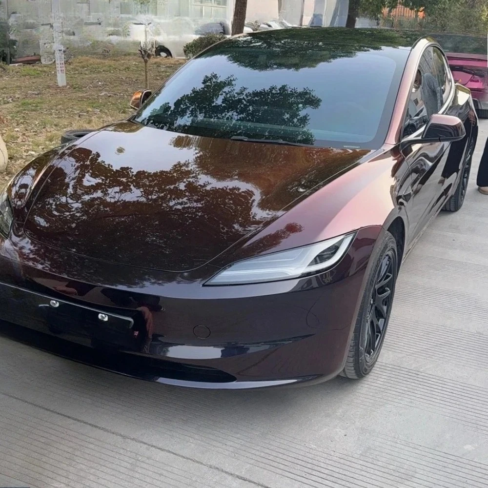 

Pre-cut PPF Black Glamour Red For Tesla Model 3 Highland 2024 2025 DIY Color Change Film PET Paint Protection Film Anti-Scratch