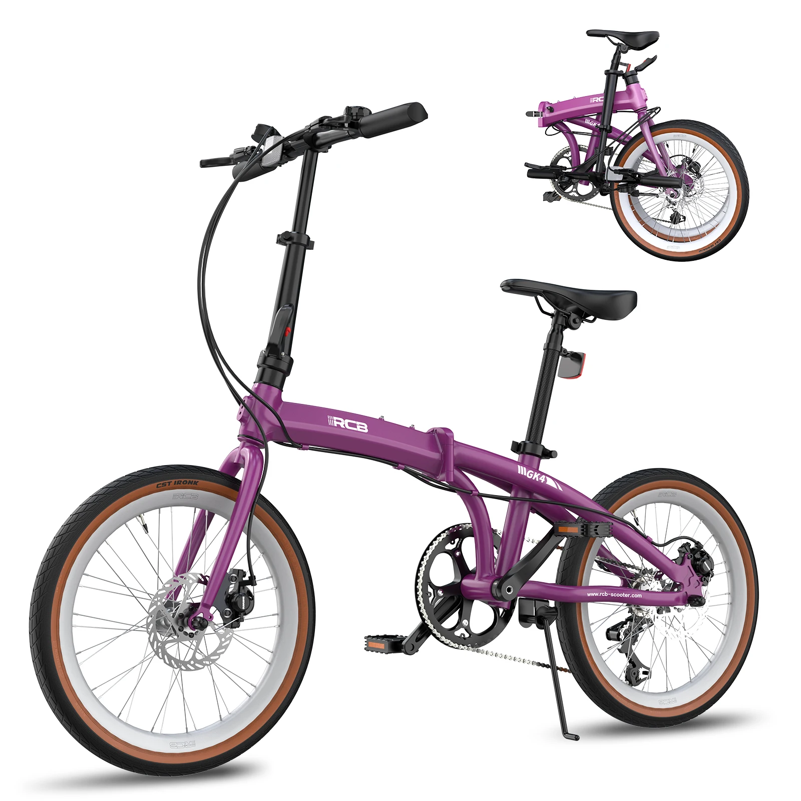 RCB Vouwfiets 20 Inch Lichtgewicht Aluminium Frame 7 Versnellingen Opvouwbare Fiets voor Volwassenen Tieners Stadsverkeer GK4