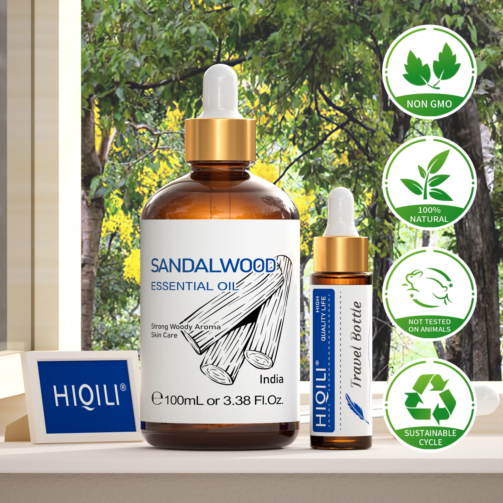 

HIQILI 100ML Pure Sandalwood Essential Oil Lavender Jasmine Eucalyptus Peppermint Ylang Ylang Frankincense (Choose Scent)​​