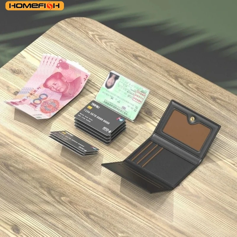 Fashion Leather Men Card Wallets Large Capacity Solid Color Male Purse Multi-card Multifunctional Photo Holder Women image 5