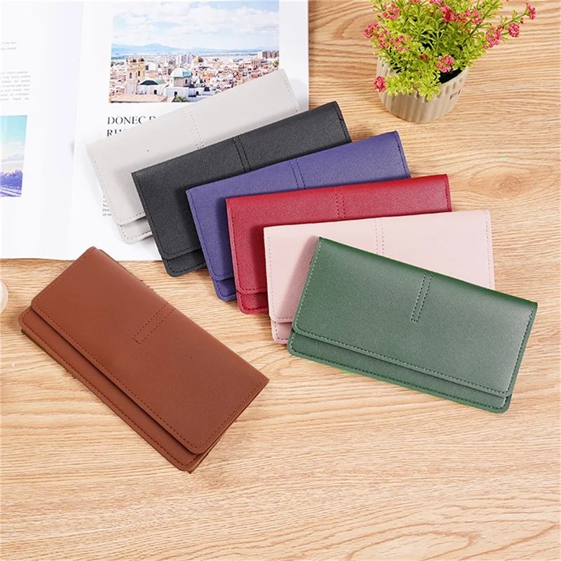 Women Wallets Leather Female Long Wallet Fashion Zipper Bag Multicolor Wallet Splicing Wild Coin Purse Billetera Mujer