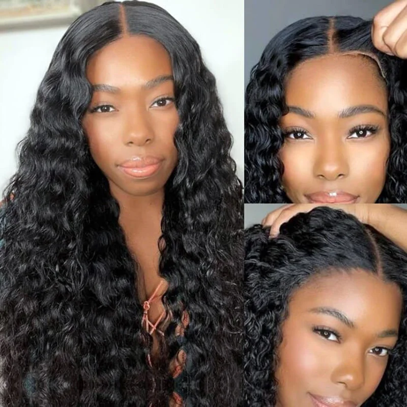 Glueless 4X6 Closure Ready to Wear Wigs Human Hair Pre Plucked Deep Curly Ready to Go Glueless Wig Human Hair