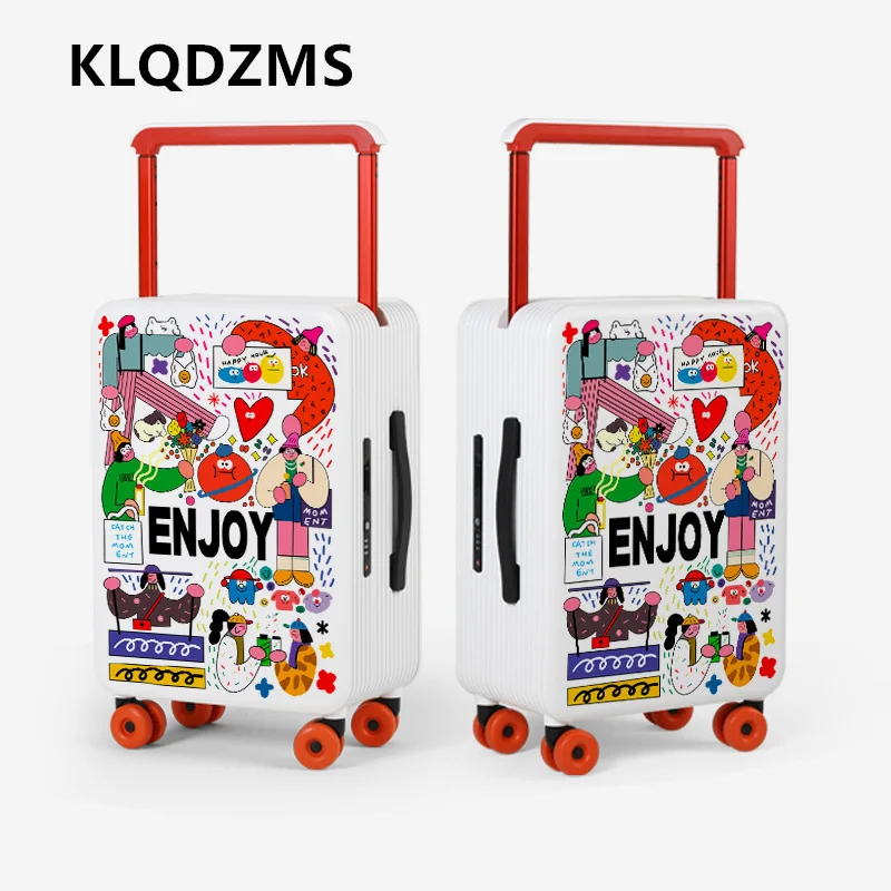 KLQDZMS Lightweight Suitcase 20 Inch PC Boarding Case 24“26” Large Capacity Trolley Case Cart Style Travel Bag Cabin Luggage