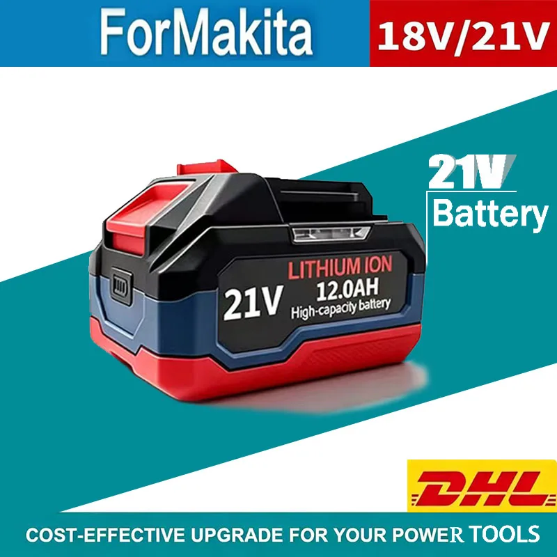 For Makita 18V-21V For Makita Tool Lithium Battery 6.0ah 9.0ah 12.0ah Fast Charging Safety Certified for Electric Drill/Driver
