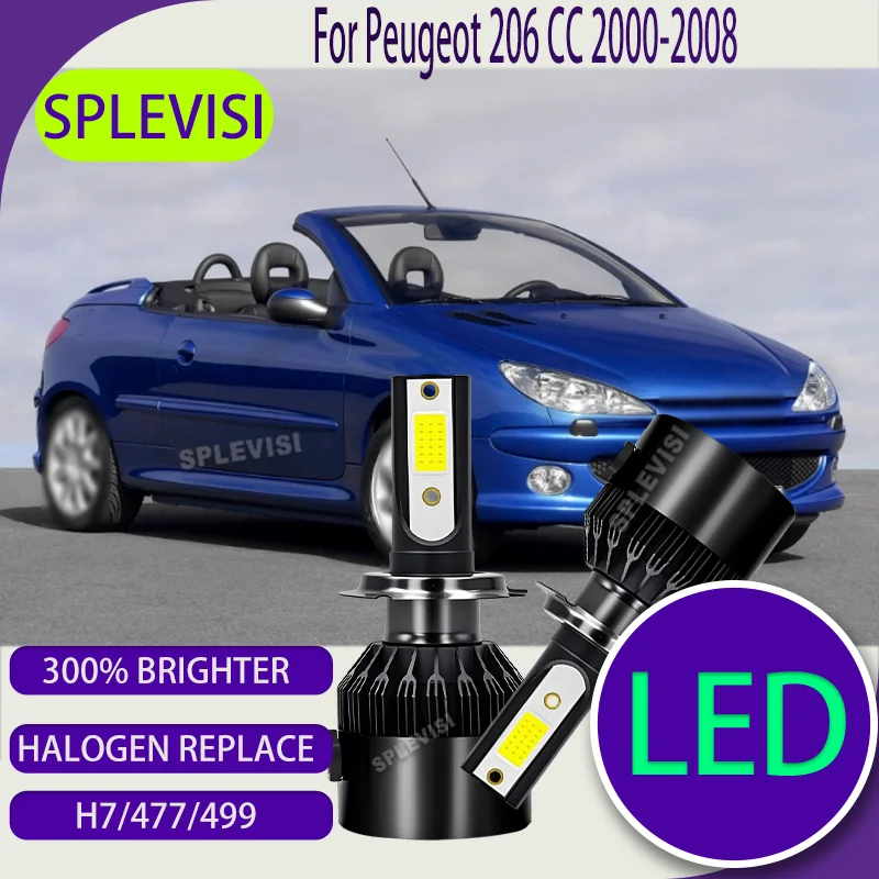 

LED Car Headlight Hi Lo Beam Halogen Replace Stable Voltage For Peugeot 206 CC 2000 2001 2002 2003 2004 2005 2006 2007 2008