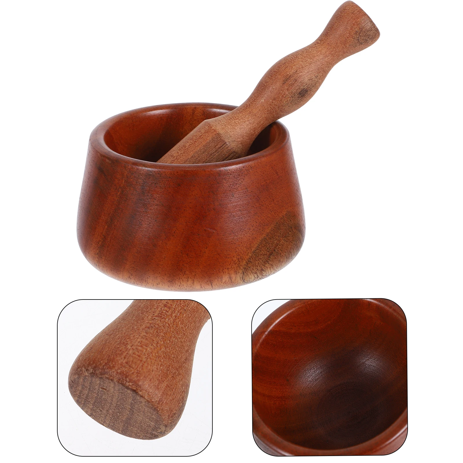 

1 set 1 Set Wooden Garlic Crusher Rustic Mortar Pestle Grinding Bowl For Spices Seasonings Kitchen Home Use Pot For Pepper
