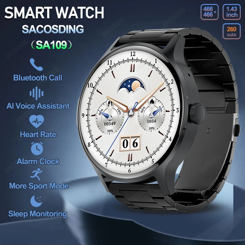 

SACOSDING SA109 Smart Watch Always On Display NFC Clock Bluetooth Call Voice Assistant IP67 Waterproof Sports Fitness Smartwatch