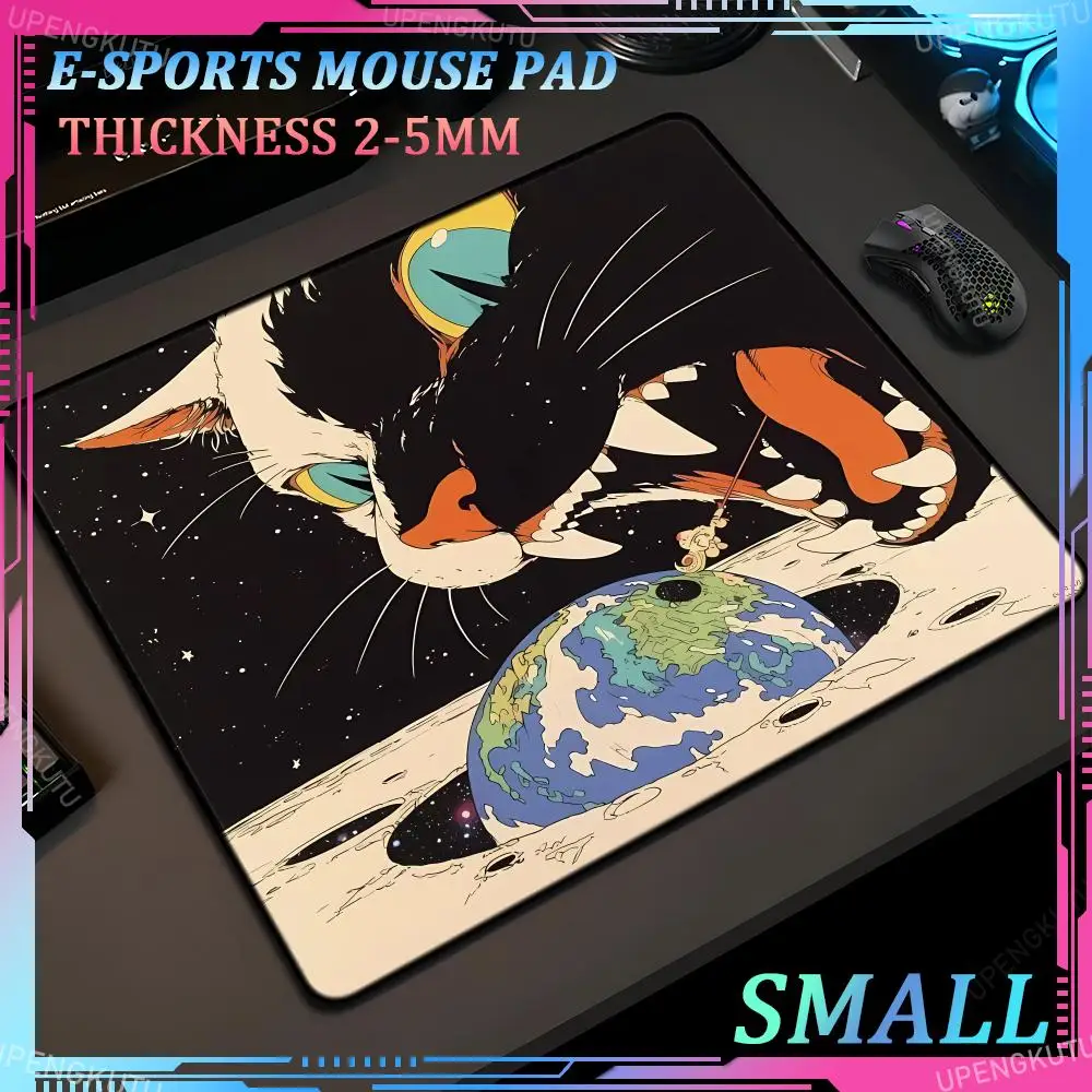 

Cute cat and planet high quality mouse pad small gaming mouse pad 450x400 cute office desk accessories small non-slip rubber pad