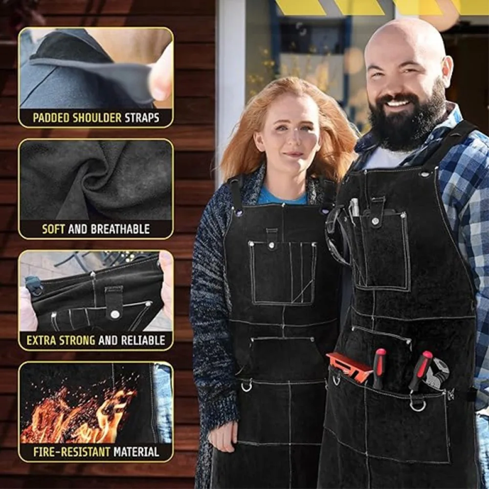 High Performance Work Apron Durable Fleece Fabric For Professional Shop Electrician Welding Baking Custom Service