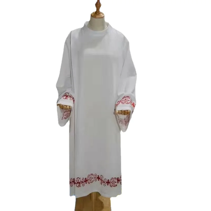 

Catholic Church Priest Costume Surplice Alb Embroidery Clergy Robe Mass Chasuble Liturgical Cottas Worship Vestment