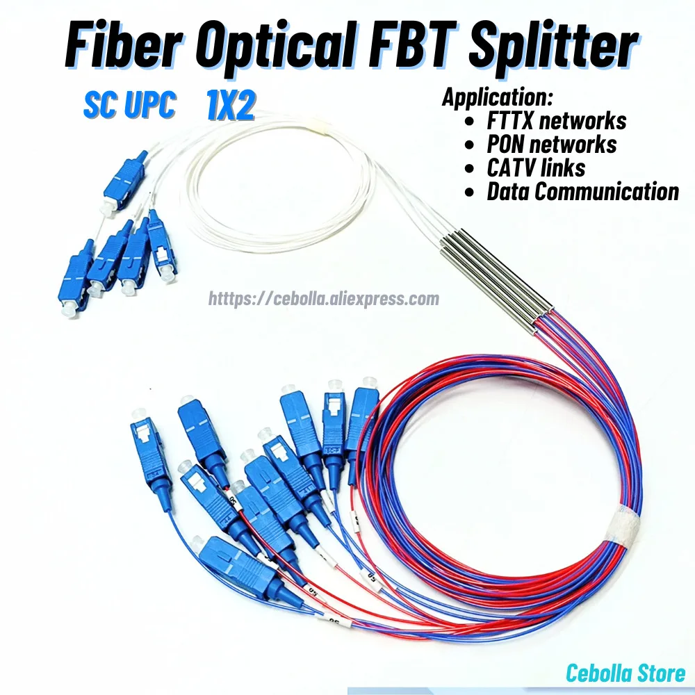 SC UPC 1X2 Fiber Optic FBT 10/90 SM 0.9mm With Connector unblanced Coupler Optional Splitter Ratio 10Pcs/Lot