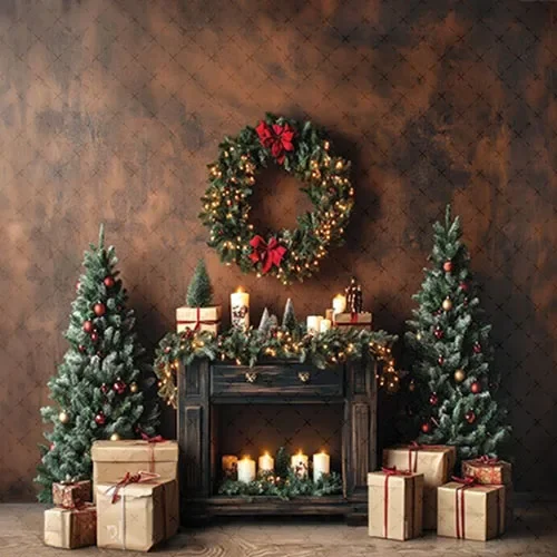 Imagen 2 del producto Fondo de fotografía Mehofond Navidad Retro chimenea ventana árbol de Navidad regalo niños retrato familiar decoración telón de fondo estudio fotográfico