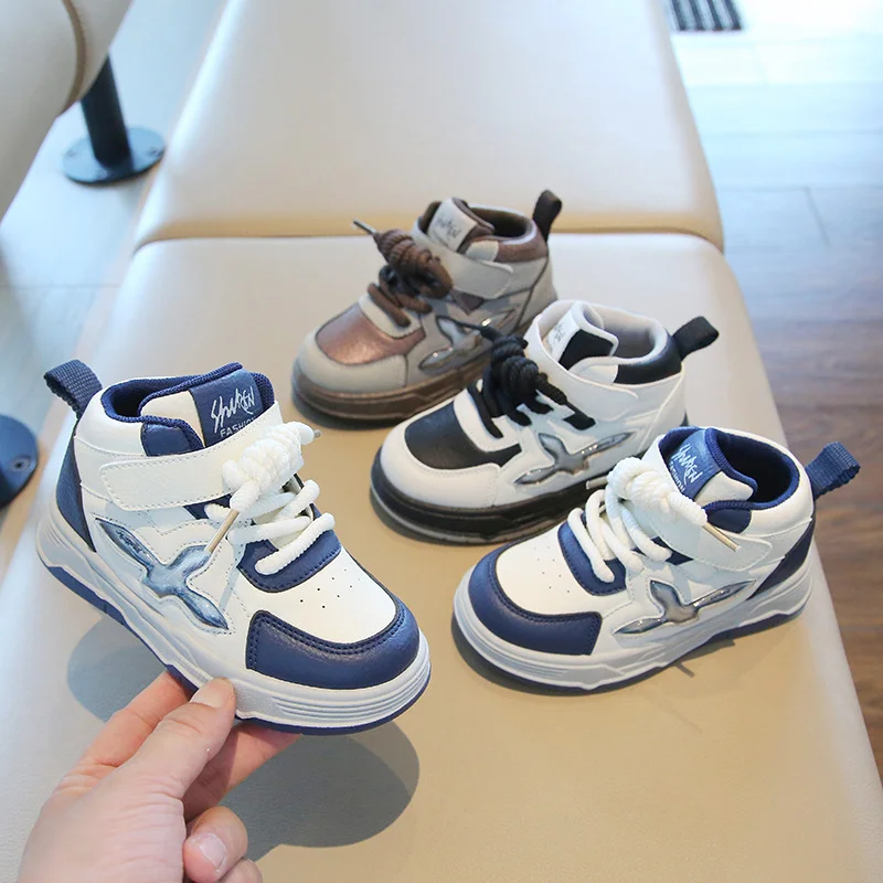 

Детская спортивная обувь с высоким берцем на осень и зиму, высокие туфли для мальчиков, модная повседневная обувь на мягкой подошве для девочек