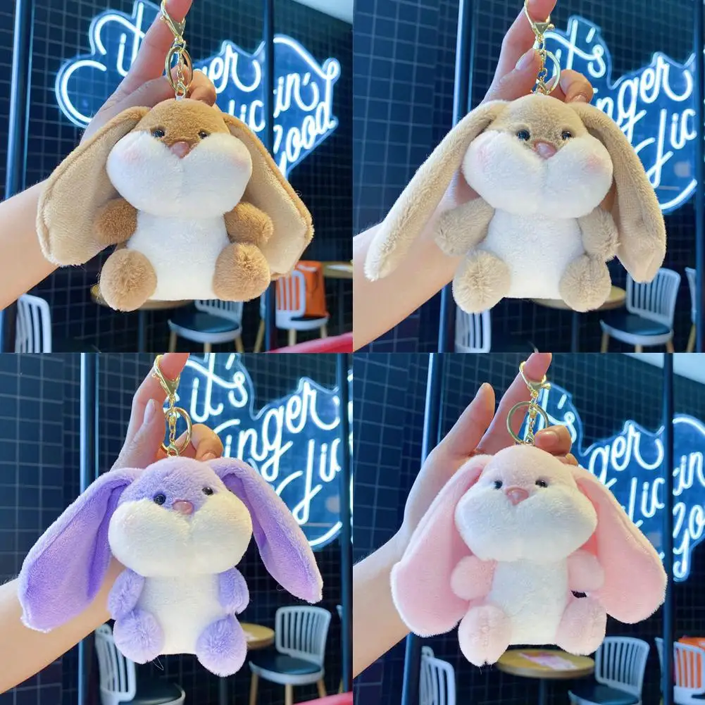 Cute Big Ears Rabbit Plush Chain Pendant Cartoon Couple Toy Dudu Pendant Bag Plush School Bag D3u8