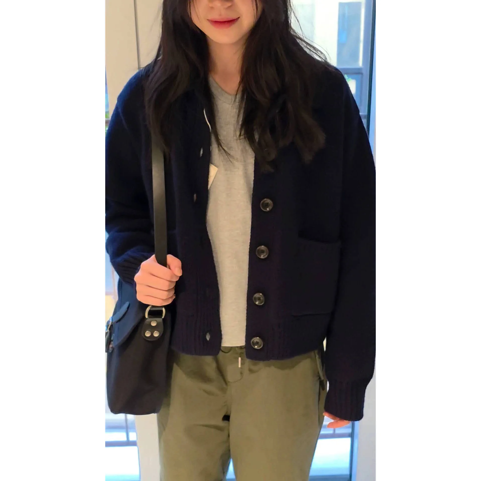 

Urbanic30 вязаный свитер, повседневный женский свободный крой с воротником, корейский зимний свитер, Новое поступление