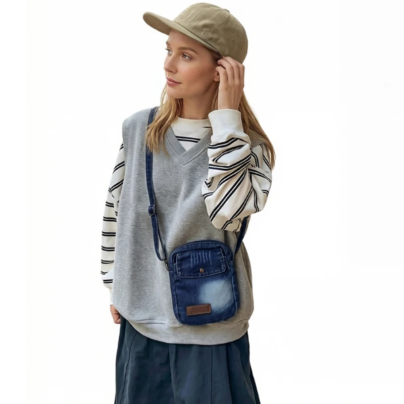 Bolso Mini Casual de Moda para Mujer, Bolsos de Hombro de Mezclilla de Alta Calidad, Bolso Pequeño para Teléfono, Tendencias Vintage, Bolso Pequeño para Mujer