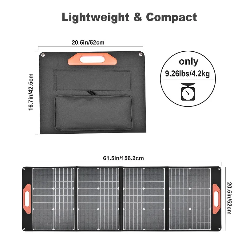 Portable 120w Foldable Solar Panel Charge for Outdoor Camping Hiking Boats RV Car Mobile Laptop Power Battery Fast Charging