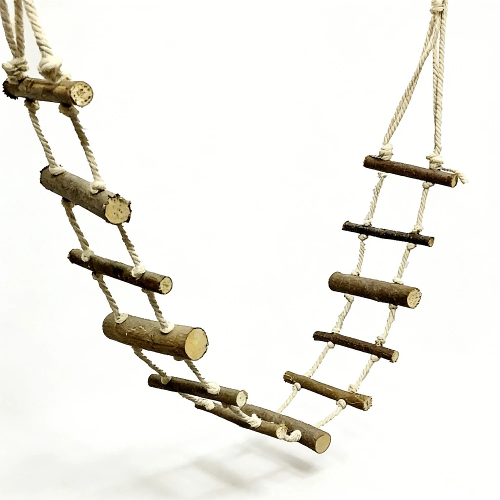 

Bird toys Bird Climbing Ladder Natural Wooden Rope Ladder Bird Cage Perch Toy for Parrot Bird Cage Accessories