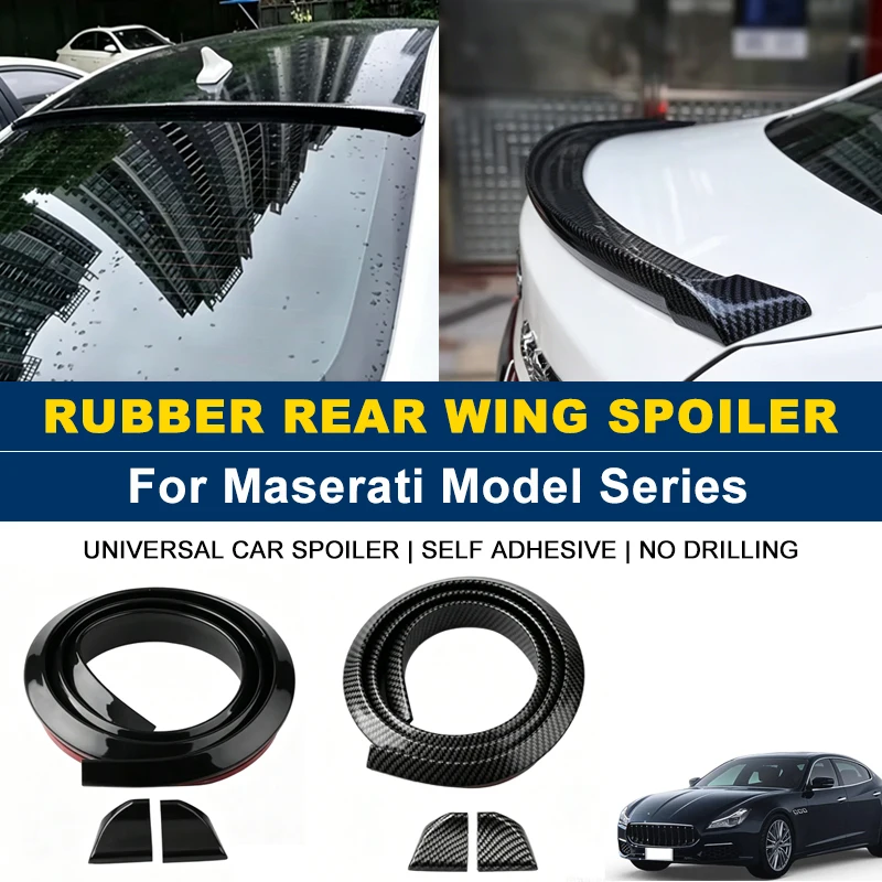 

For Maserati Ghibli Levante Quattroporte MC20 GranTurismo GranCabrio 1.5M Self-Adhesive Rear Spoiler Wing No Drill Trunk Lip