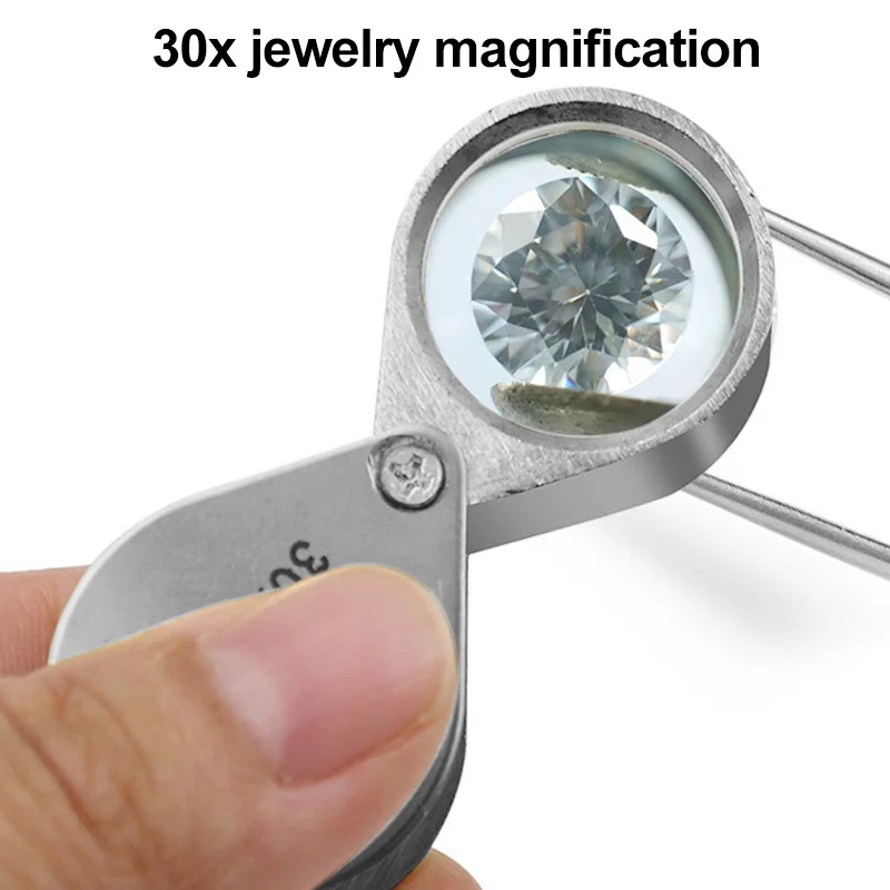 Triplet Magnifier Jewelers Eye Tool Folding Loupe Glass Lens 10x 20x 30x Diamond Jewelry Magnifying Tool