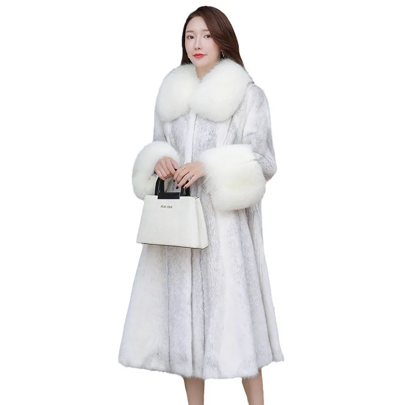Luxury Women's Clothing Mink Fur Coat Whole Mink Long Coat Fur Outerwear Casual Warm Winter New Fox Fur Lapel Trench Coats