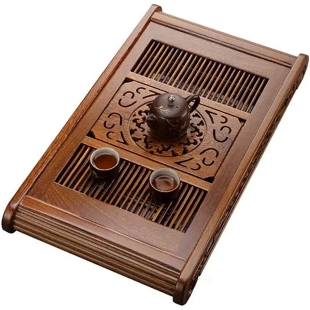 

Китайский поднос для чая Gongfu, коробка для чая, поднос для чая из массива дерева, домашний чайный столик из палисандра, простое хранилище воды D (палисандр 65*35*6 см)
