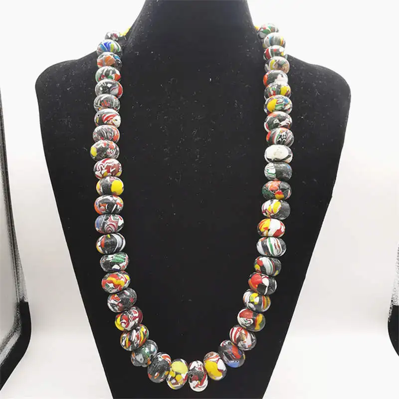 Ancient Method Stirred Glass Beads Big Flower Abacus Beads Necklace TNL001