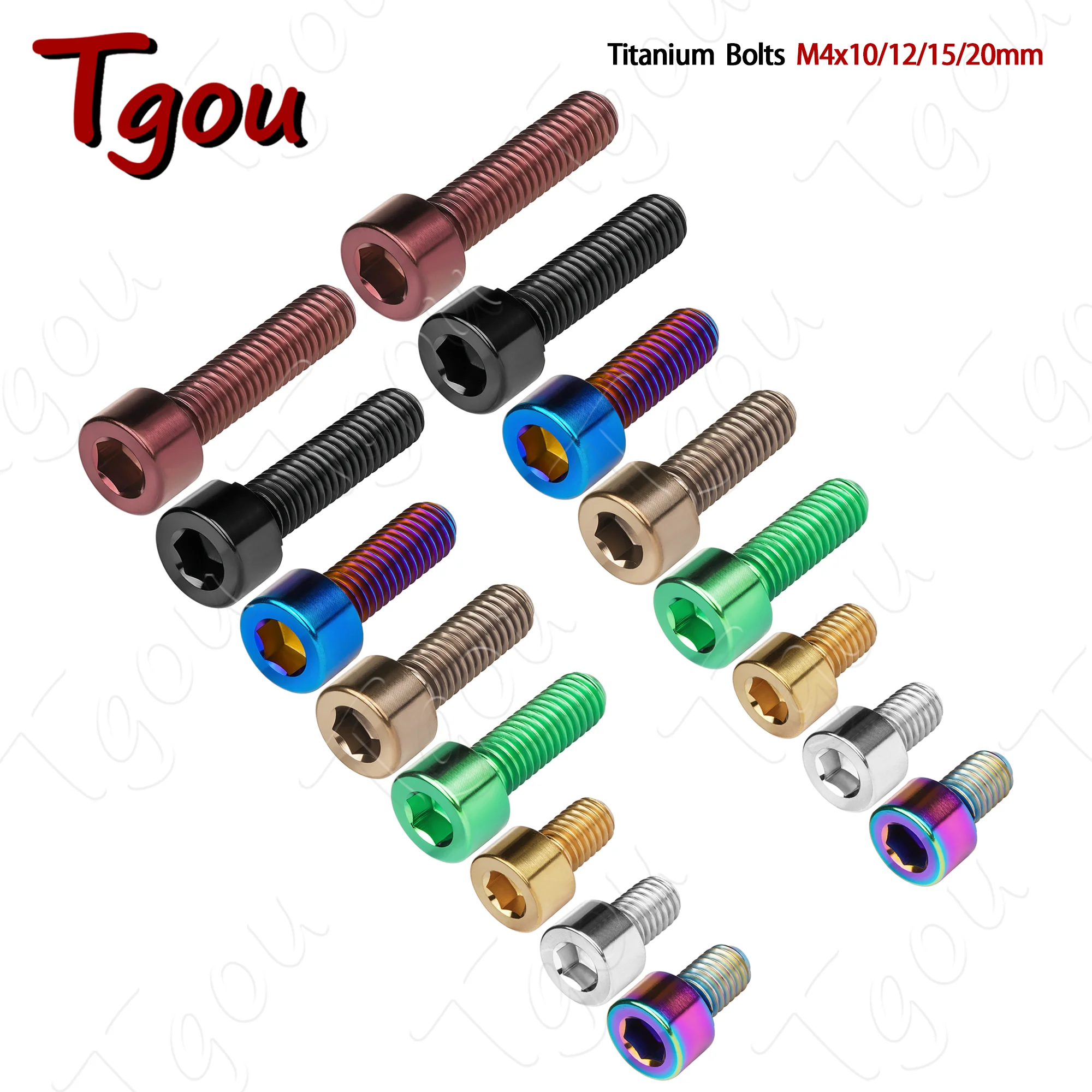 Tgou Titanium Screws Fasteners for Bicycles M4x10/12/15/20mm DIN912 Hexagon Socket Head Cap Screws