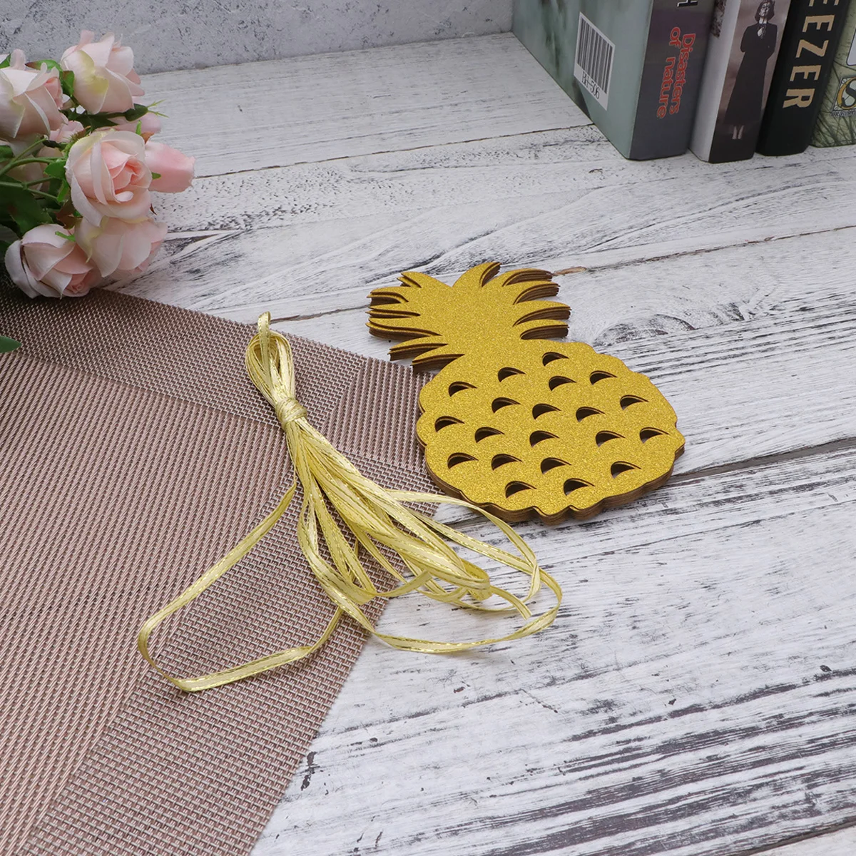 

Golden Pineapple Banner Party Tropical Decorations Glitter Bunting Luau Supplies Beach Garden Pool Lovely Jungle
