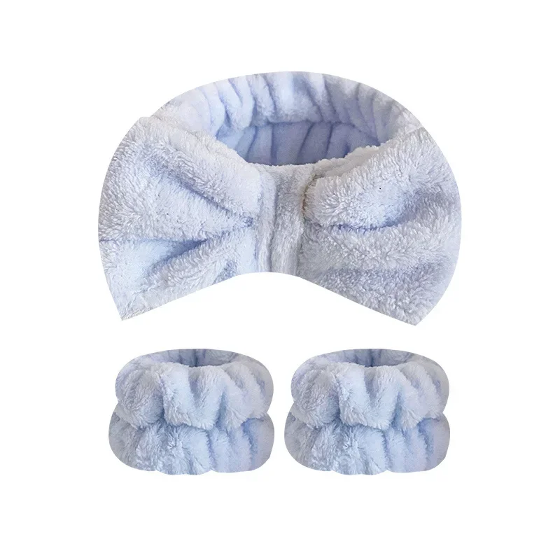 4 ชิ้น/เซ็ตสีทึบชุดคาดศีรษะโบว์, สปาฟองสําหรับล้างหน้าแต่งหน้าอาบน้ํา Skincare อุปกรณ์เสริมผม Scrunchies