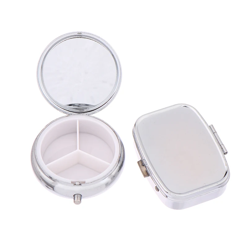 Waterproof Pill Tablet Metal Pill Box Portable Rectangle Round Shape Medicine Case Light-Weight Holder Container Travel Home Use