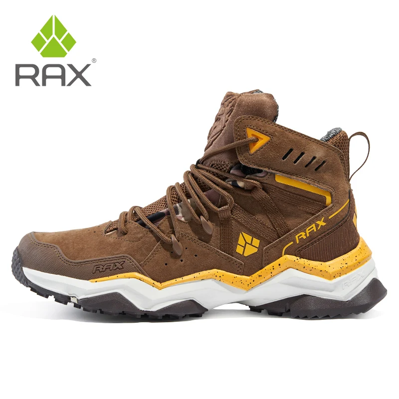 RAX Men Hiking Shoes Mid-top Waterproof Outdoor Sneaker Men Leather Trekking Boots Trail Camping Climbing Hunting Sneakers Women