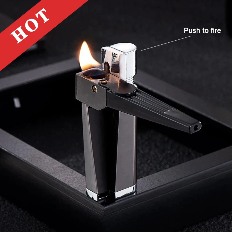 Kitchen Accessories Lighter Creative Windproof Metal Butane Inflatable Lighter Outdoor Portable Barbecue Cigar Tube Gift for Men