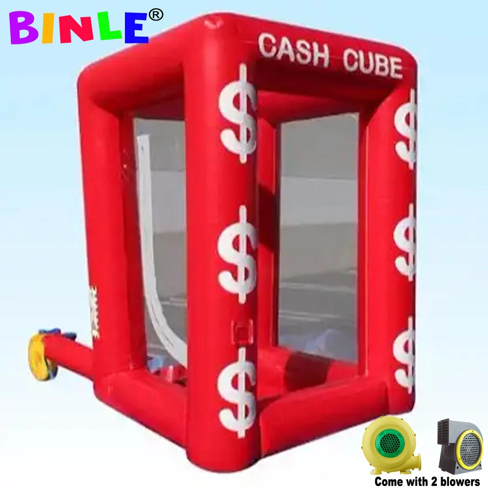 

Funny Cube Red Inflatable Money Machine Inflatable Cash Catching Grab Machine Booth With Dollar Sign For Outdoor Game