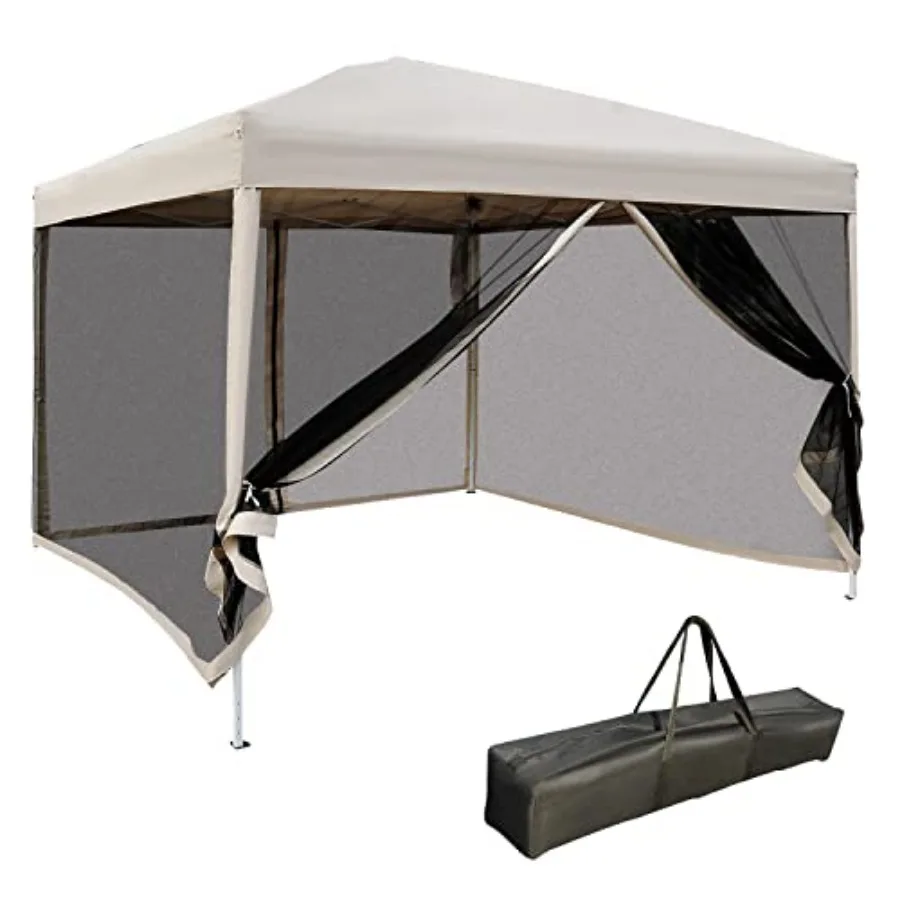 

210D Oxford 10' x 10' Pop Up Canopy Tent with Netting Instant Screen Room House for Outdoor Events Garden Parties Patio Gatheri