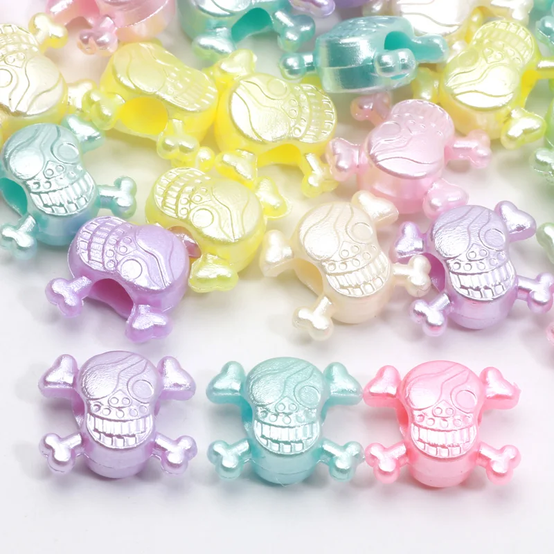 50pcs Colorful 12x14mm Skull Acrylic Beads For Accessories Jewelry DIY Making Bracelet Keychain Hair Clip Material Customization