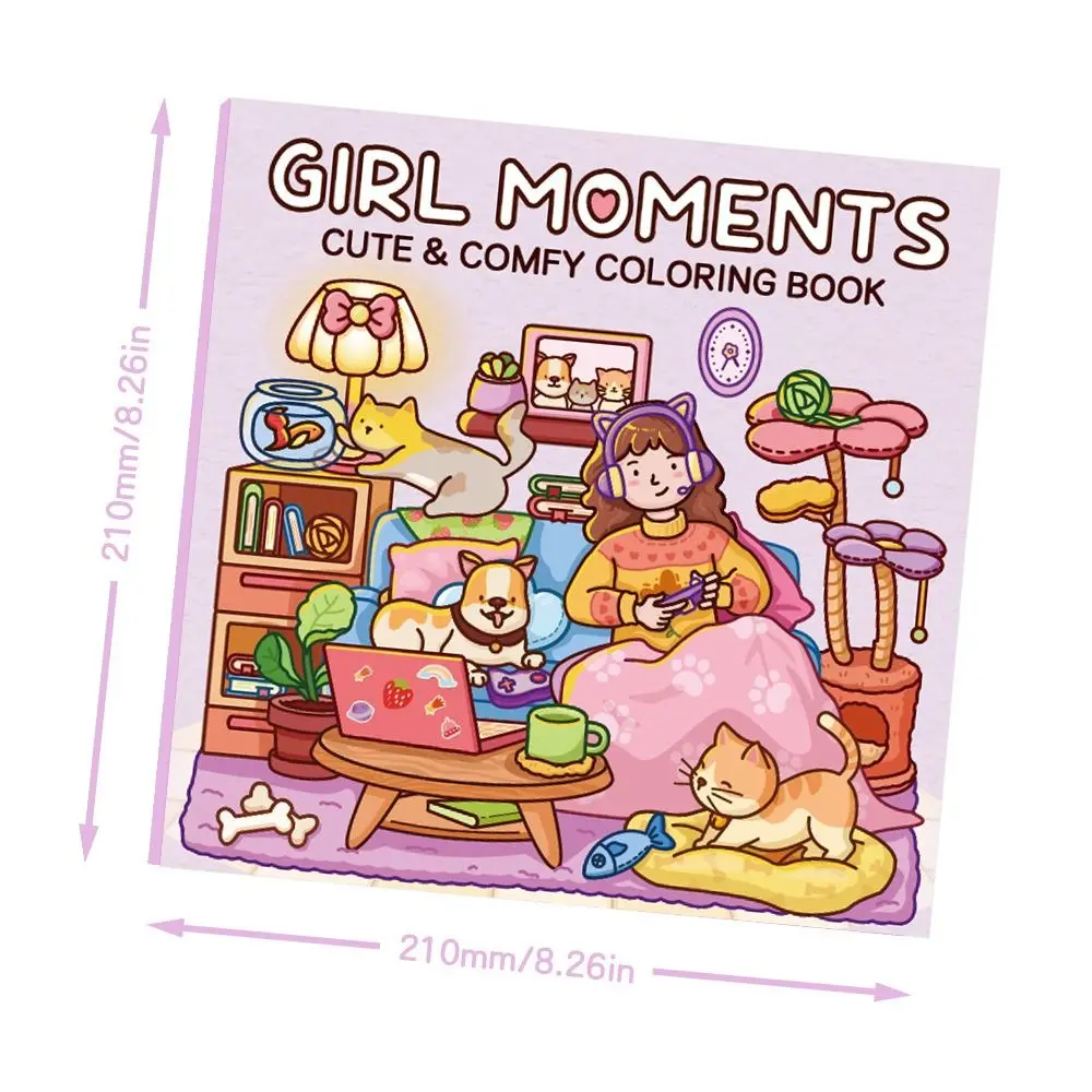 Cartoon Coloring Book GIRL MOMENTS COZY CUTIES Graffiti Painting Book Painting Gift Educational Doodles Book