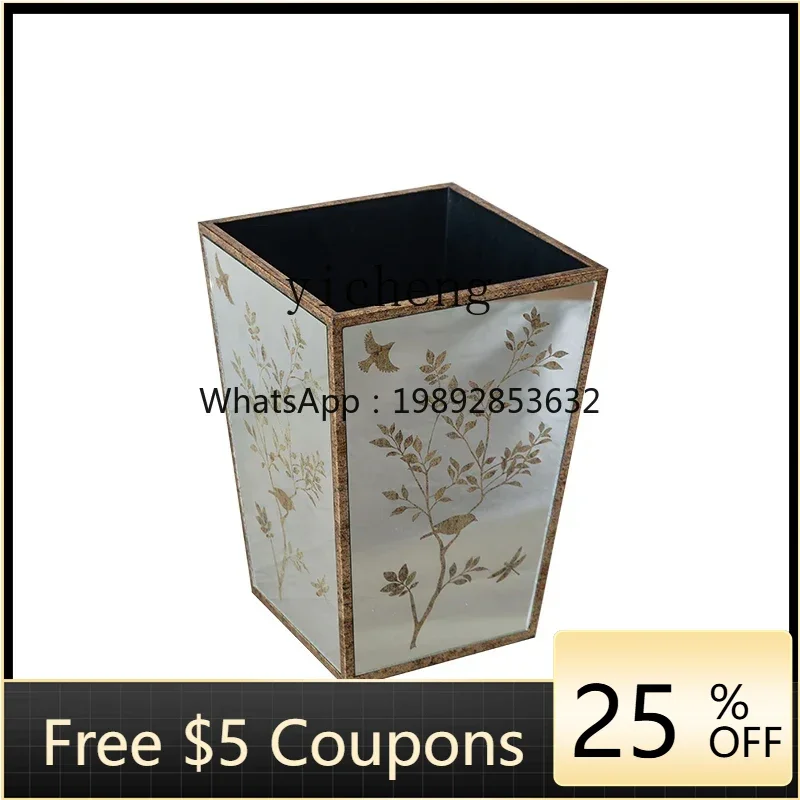 

BBZws.retro mirror plant flower bird paper basket storage bucket household flower utensils garbage storage bucket