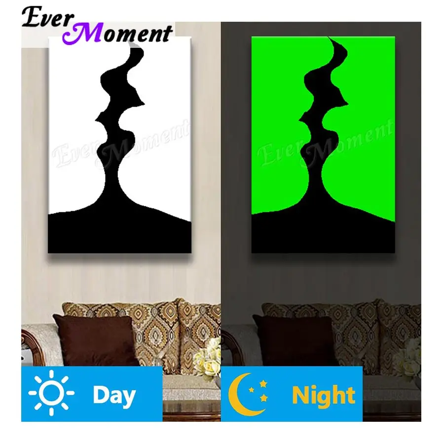 Ever Moment Diamond Painting Full Square Luminous Resin Drill Wall Decoration Kiss Picture Handicraft Diamond Display N003