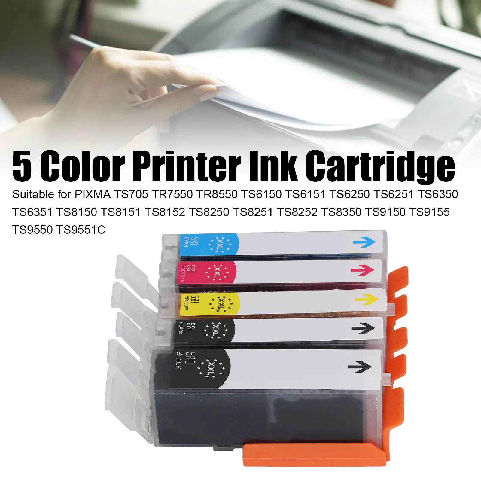 5-Color Ink Cartridge Kit for ts9550 & for ts8252 – Fade-Resistant, Lightweight, Safe & Practical for Smooth Printing