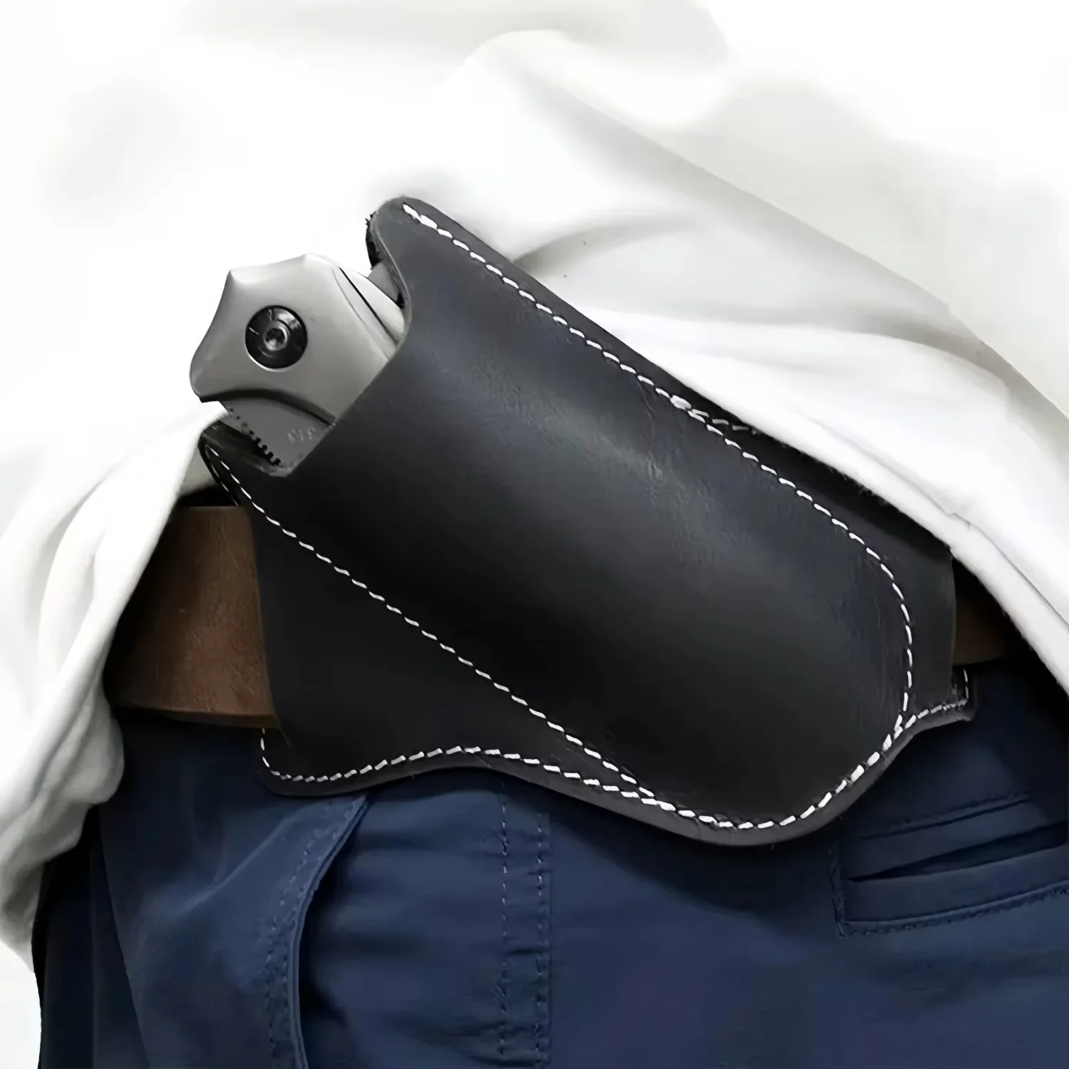 1PCS Black/Brown Anti-scratch Storage Sheath Folding Flick Knife Waist Belt Clip Holder Pocket Knives Pack Tools for Camping view 4