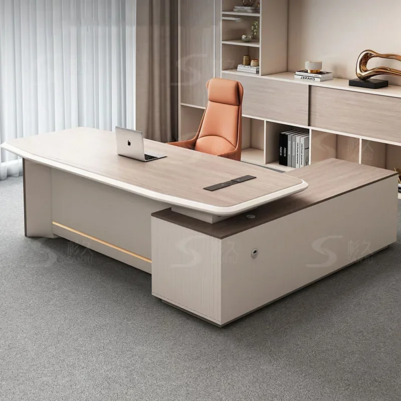 

Luxury Monitor Office Desks Table Reception Drawers Appoint Stand Workstation Writing Desk Corner Tavolo Gaming Wood Furniture